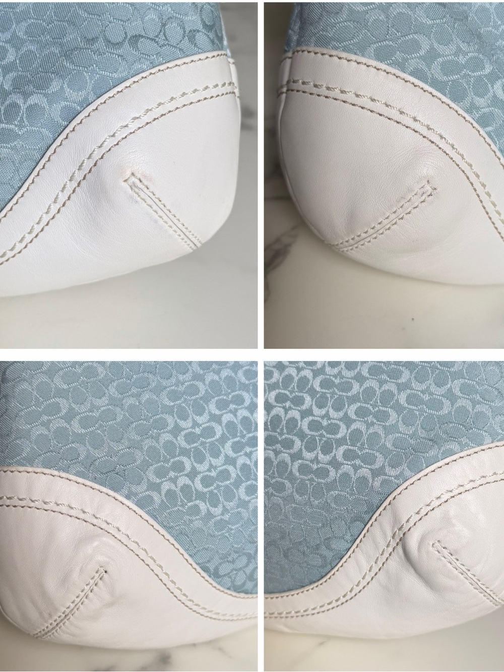 COACH Vintage Y2K Soho Mini Signature Medium Flap Shoulder Bag F109256 Sky Blue - Picture 13 of 16